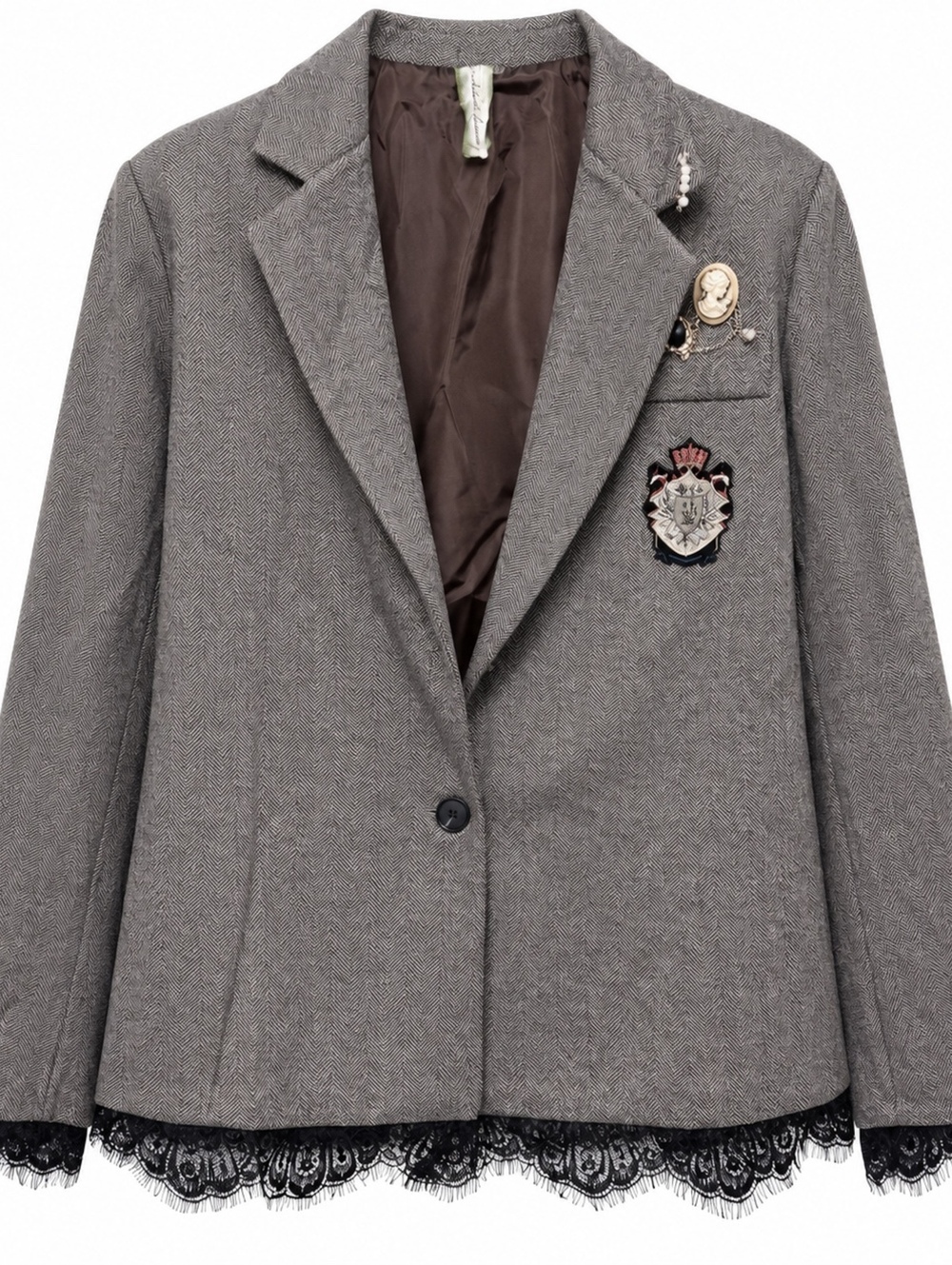 Aratta Gray lace hem blazer